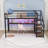 Metal Loft Bed With Built-In LED Lights, Charging Station, Desk And Storage Stairs-1215323820