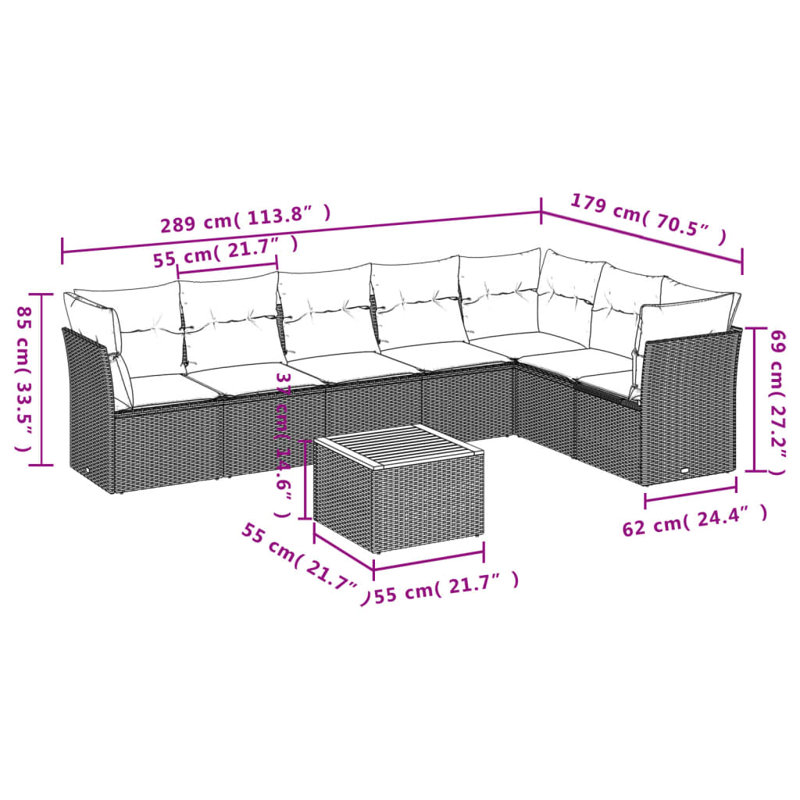 Vidaxl Garden Sofa Set PE Rattan Large Modular Garden Sofa Set