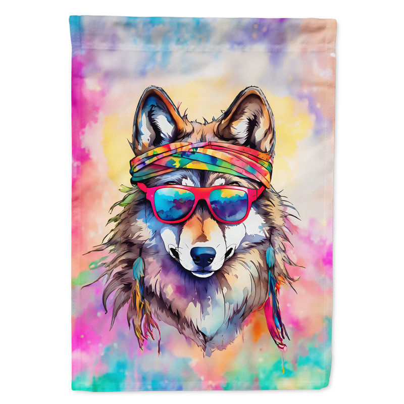 Drapeau de maison de loup hippie