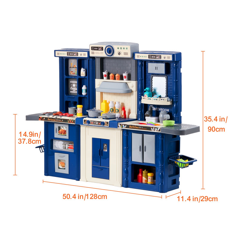 Grand ensemble de cuisine pour tout-petits 3-en-1 avec lumières et sons - 74 pièces pour enfants