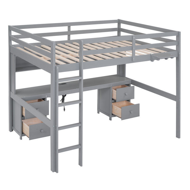Lit mezzanine avec bureau, Gris
