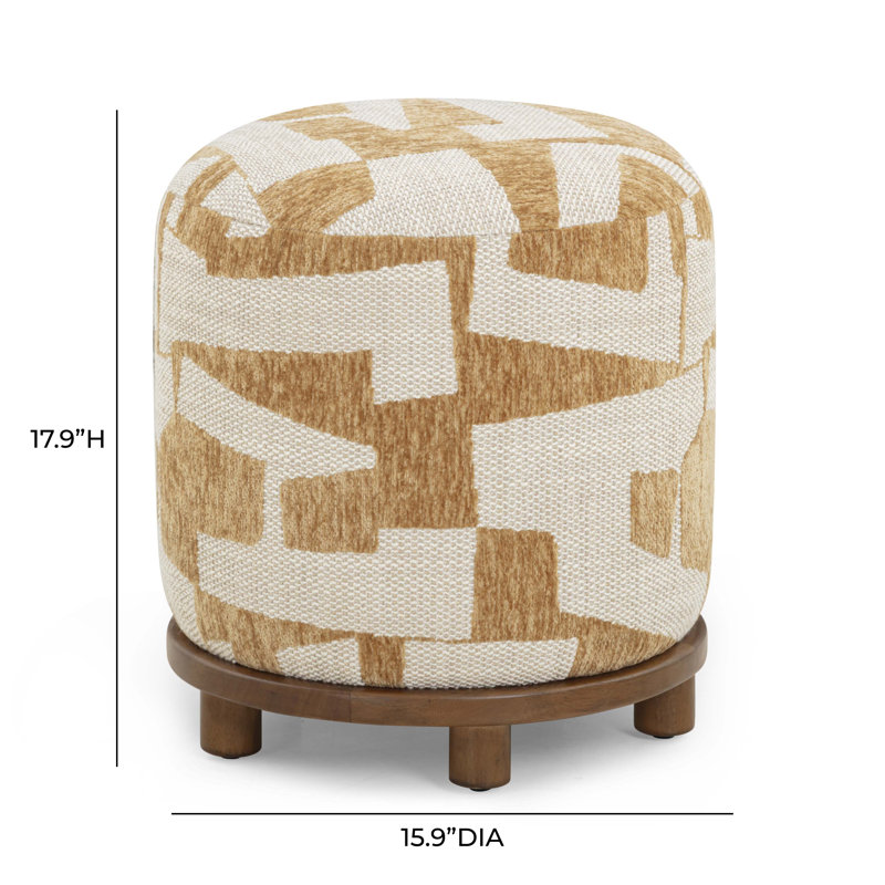Bisou Curry Jacquard Ottoman, Yellow/White