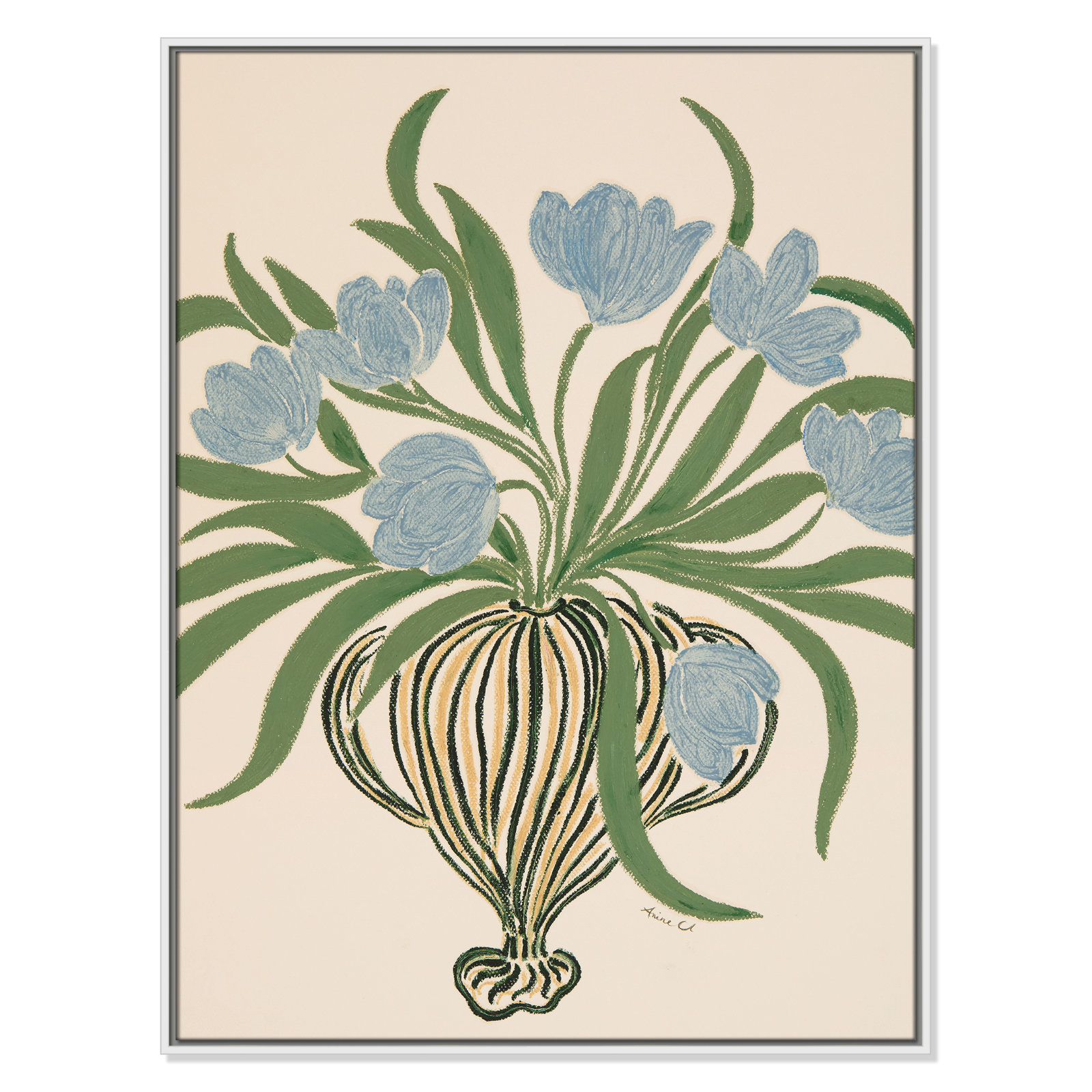 Colette "La Poire Blue Tulips" Print, 41.5" H x 31.5" W, White