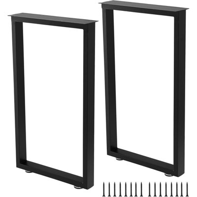 Metal Table Legs 30 Inch Heavy Duty Dining Desk Legs Black Metal Coffee Table Legs With Adjustable Feet Pads, Black, Set Of 2