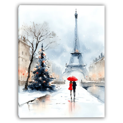 «Eiffel Reflections in Snow», art mural sur toile