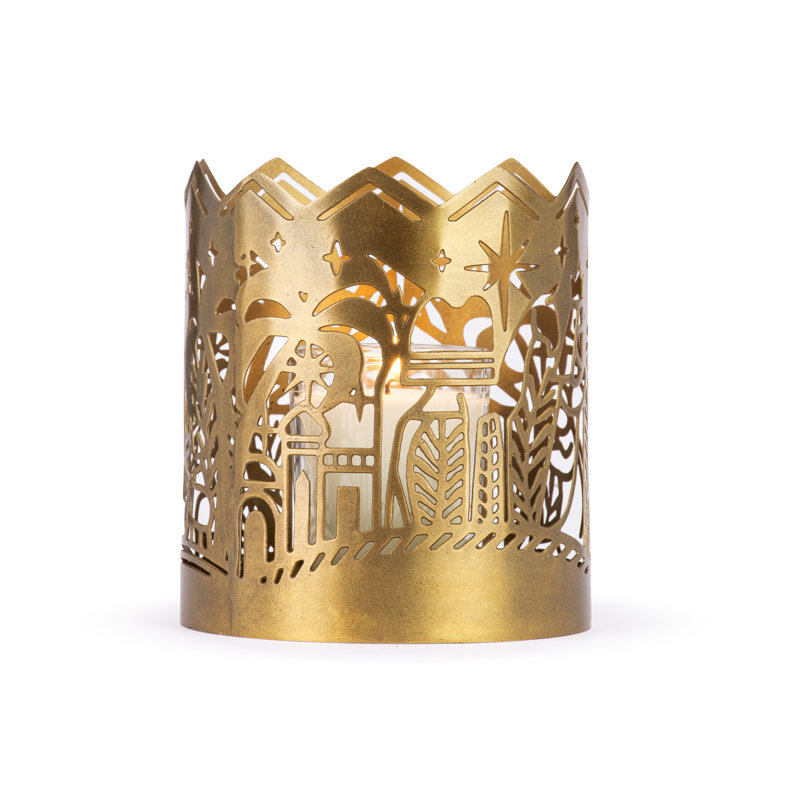 Metal Nativity Candle Sleeve - 3.5X4.5In
