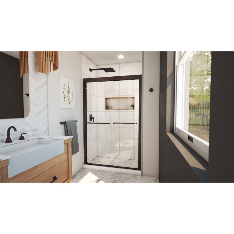Duet Plus 44" - 48" W x 72" H Double Sliding Semi-Frameless Shower Door, Oil Rubbed Bronze