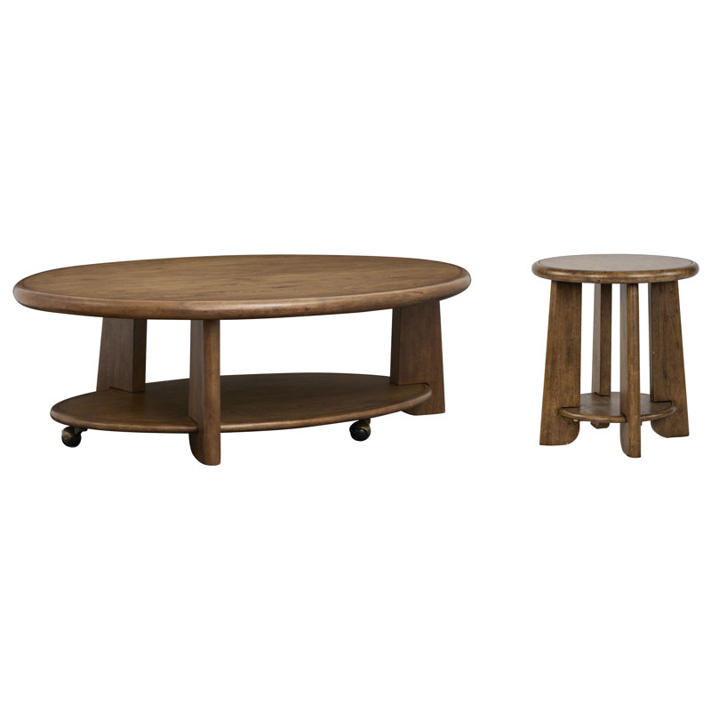 Table basse ovale avec table de bout Fyfe, 2 pièces: table basse, table de bout