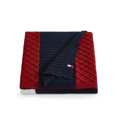 Tommy Hilfiger Mixed Knit Flag Blue Throw Blanket