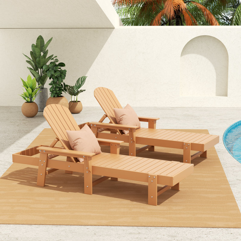 Chaise longue inclinable longue avec table Altura 77,6 po, Teck