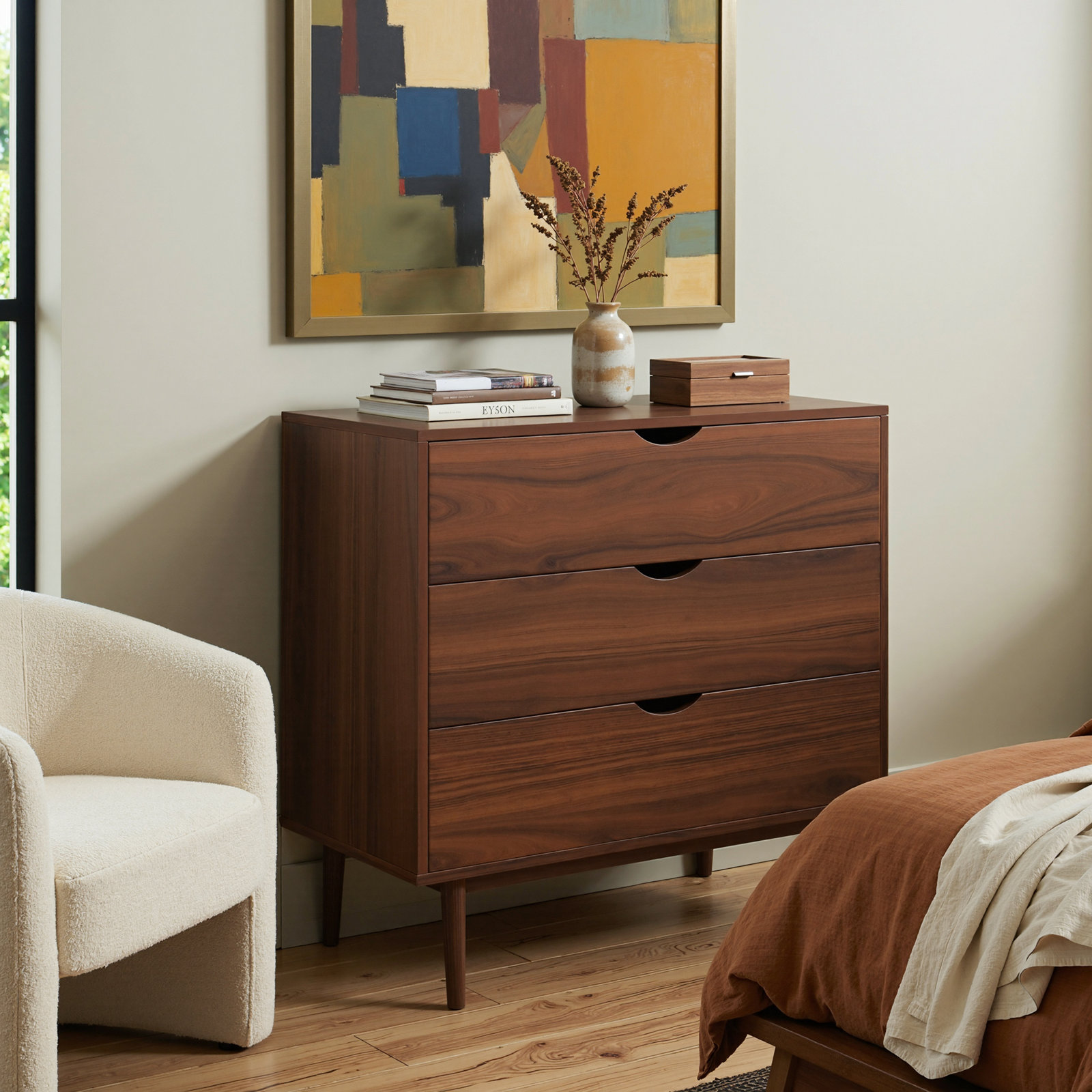 Indra 3 - Drawer Dresser, Walnut