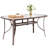 Patio Dining Set For 6, Outdoor Table And Chairs With 1.69'' Umbrella Hole, All Weather Patio Furniture Set, 30"X 55" Table And Stackable Pvc-Coated Polyester Chair, For Lawn, Deck (Umbrella Not Included)(Brown Table & Navy Blue Chairs )-1886006090-1886006100