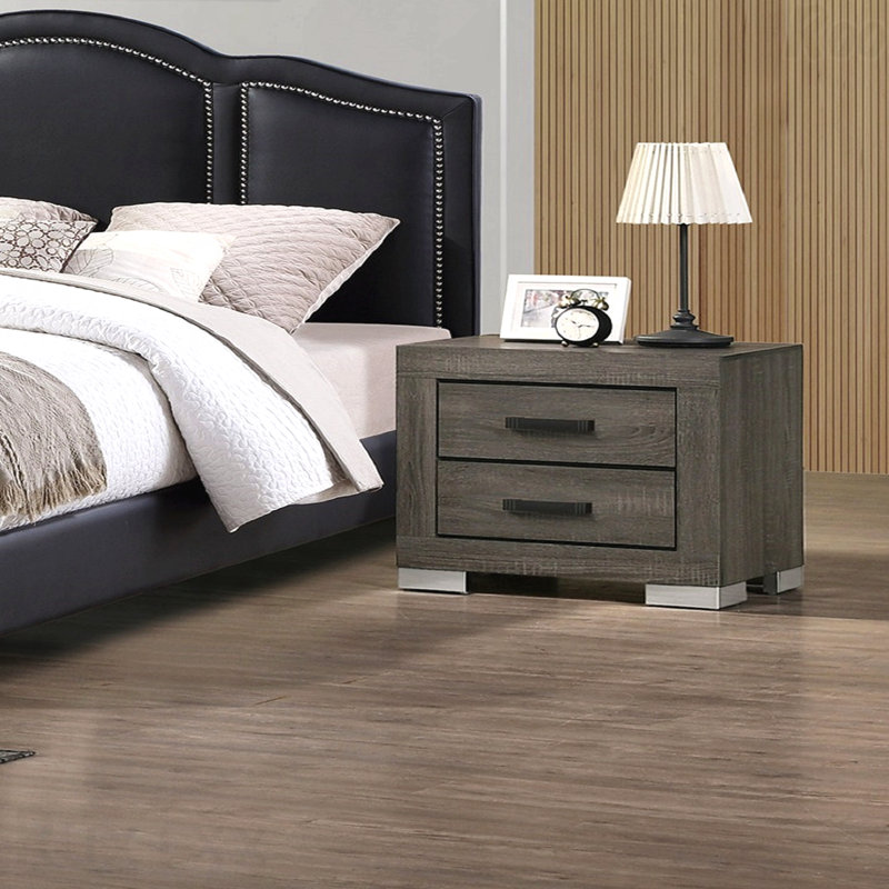 Table de chevet avec tiroirs gris