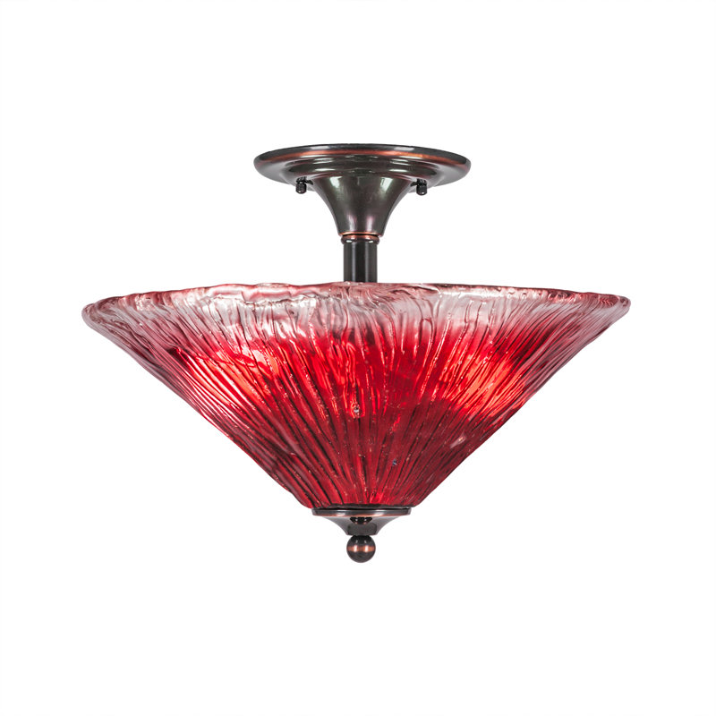 2-Light Semi-Flush Mount, Black Copper, Red