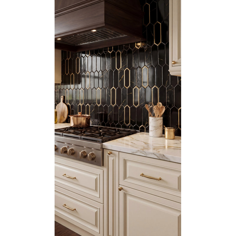 Glass Mosaic Wall Tile, Light Gray & Silver Glazed