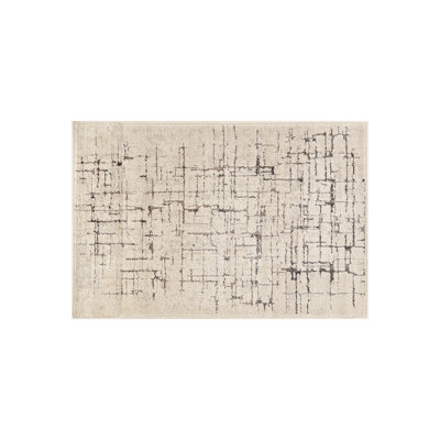 Modern Abstract Linear Ivory Mist Cream Indoor High-Low Area Rug