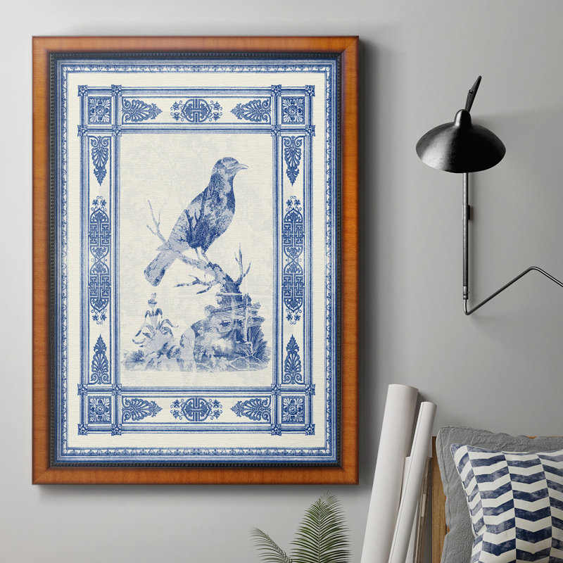 Toile de Jouy I, toile encadrée de qualité supérieure - prête à être accrochée, H 20 po x l 16 po x P 2,5 po