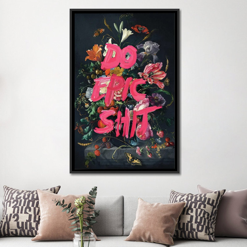 «Do Epic Shit» par Jonas Loose, reproduction sur toile, Toile avec cadre flottant, H 26 po x l 18 po, Noir