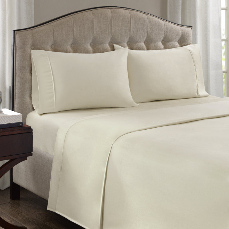Madison Park 1500 Thread Count Ivory Cotton Blend 2-Piece King Pillowcases, King, Ivory