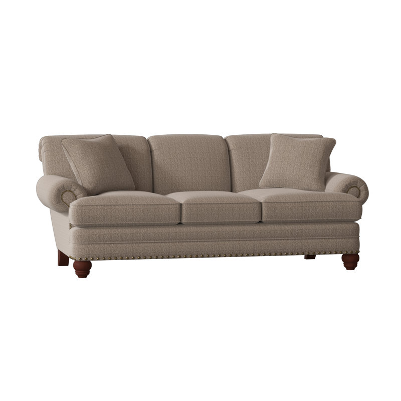 Spratt Sofa, Light Brass, Manhattan, Peyton Navy Performance Twill
