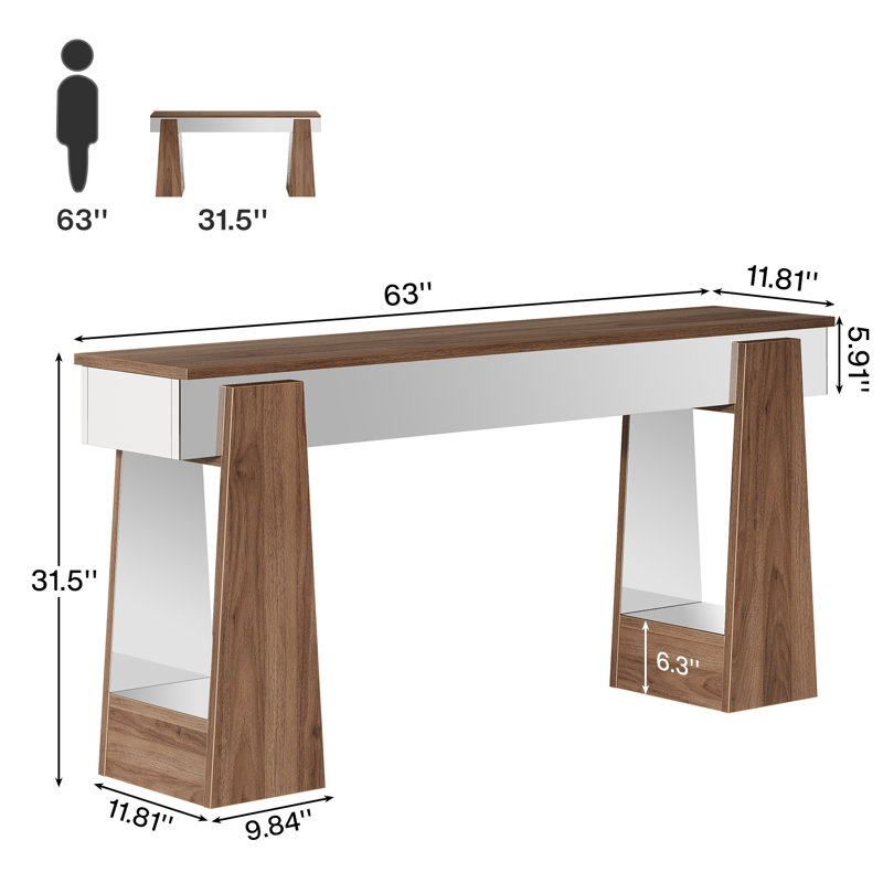 Console à miroir de 63 pouces, table d'entrée de ferme