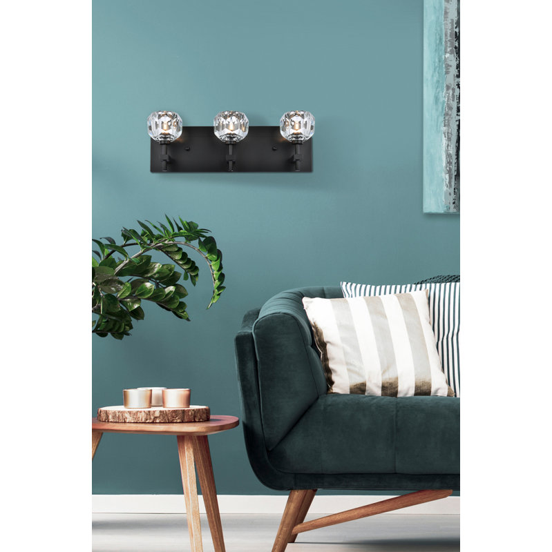 Applique murale en fer Kington, 3, H 6 po x l 18 po x P 6 po, Noir