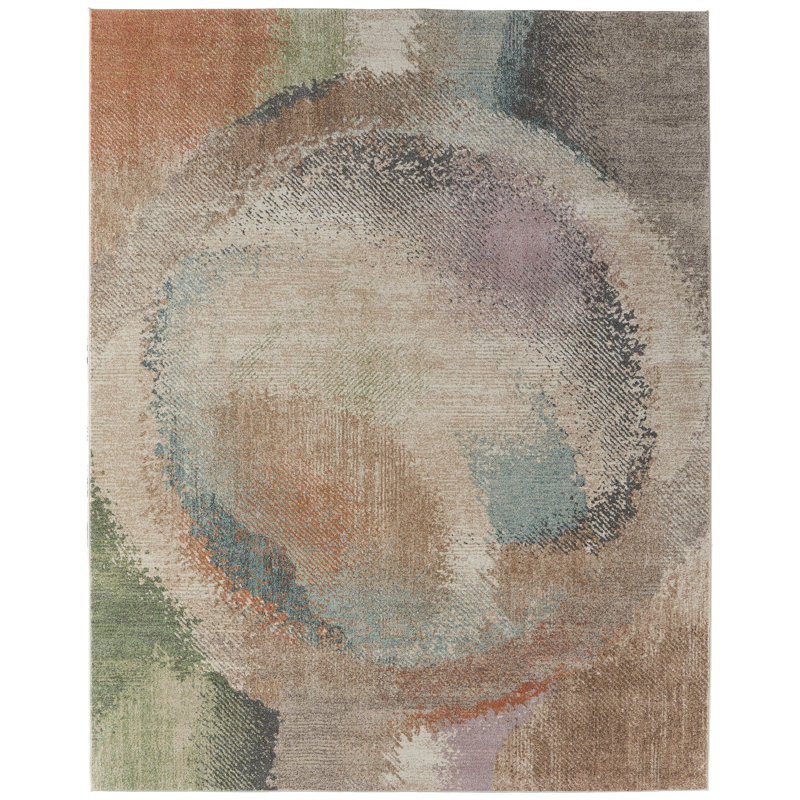Tapis brun / brun clair / bleu Roy, Rectangle 7 pi 9 po x 10 pi