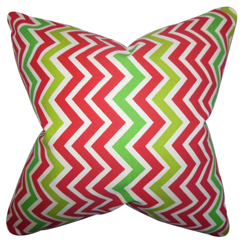 Coussin en coton en zigzag howel, Rose, 18 po x 18 po