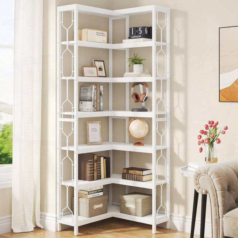 Bibliothèque de coin 7 niveaux, Blanc