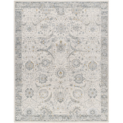 Aransa Traditional Blue and Cream Area Rug
