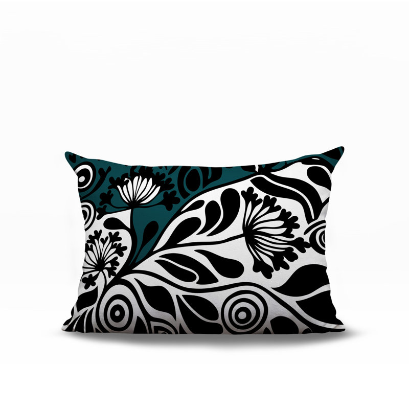 Oreiller rectangulaire réversible intérieur / extérieur Gina, Rectangle H 14 po x l 20 po, Émeraude