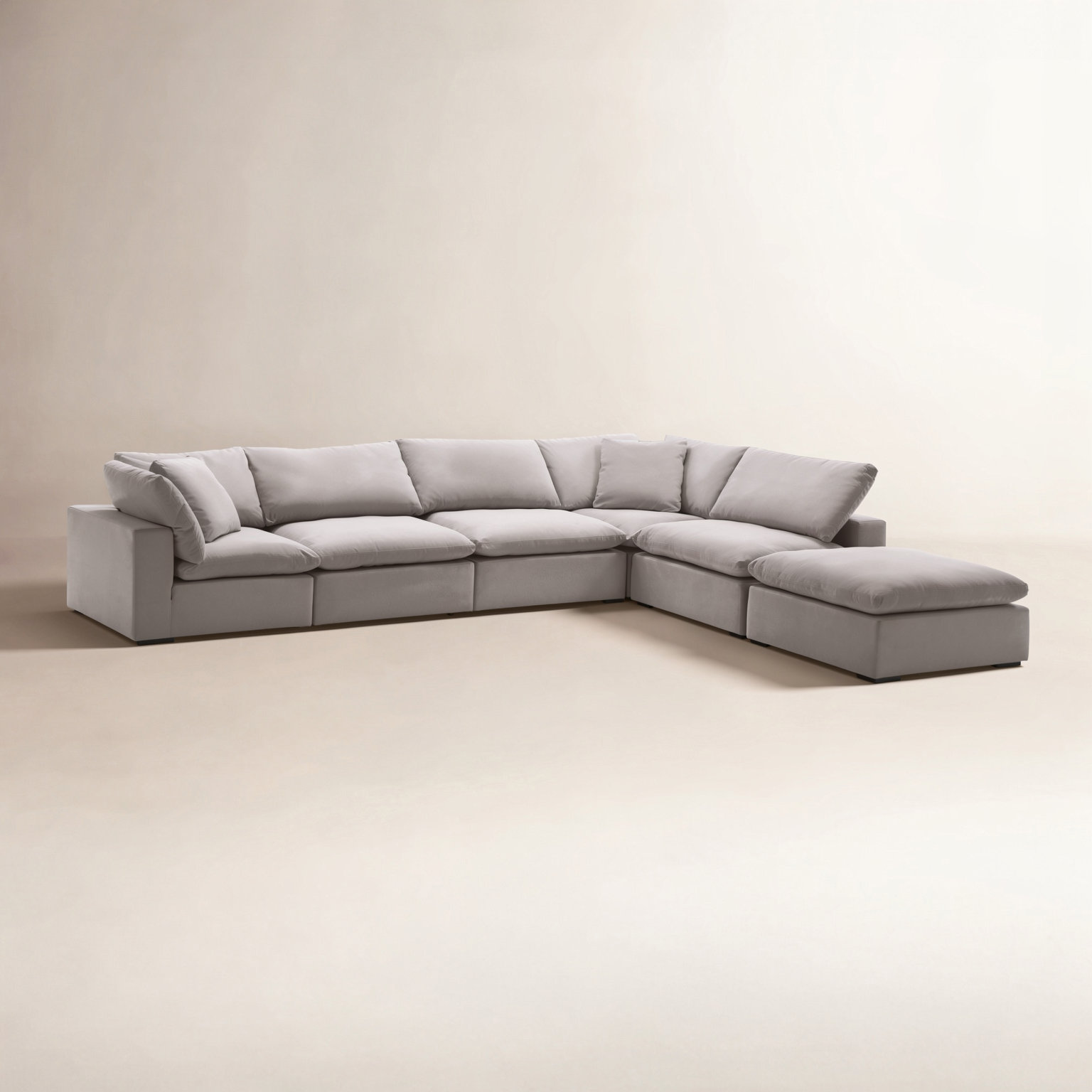 Calana Cloud Modular Sectional, Slate, 6 Piece