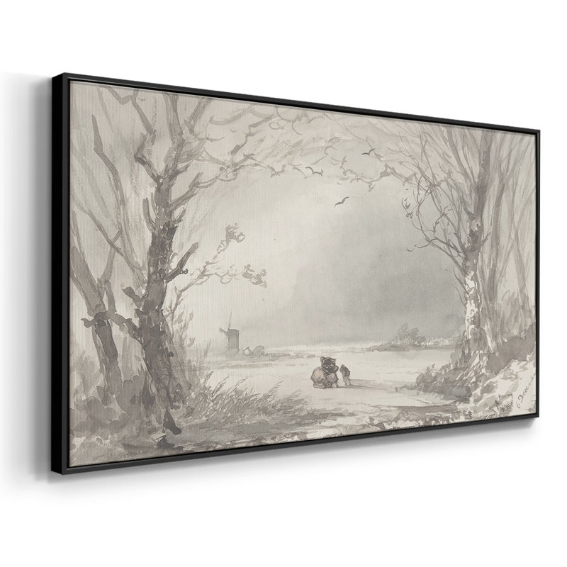Série paysage - CCXCII - Toile tendue avec châssis, prête à accrocher, H 21 po x l 41 po, Noir