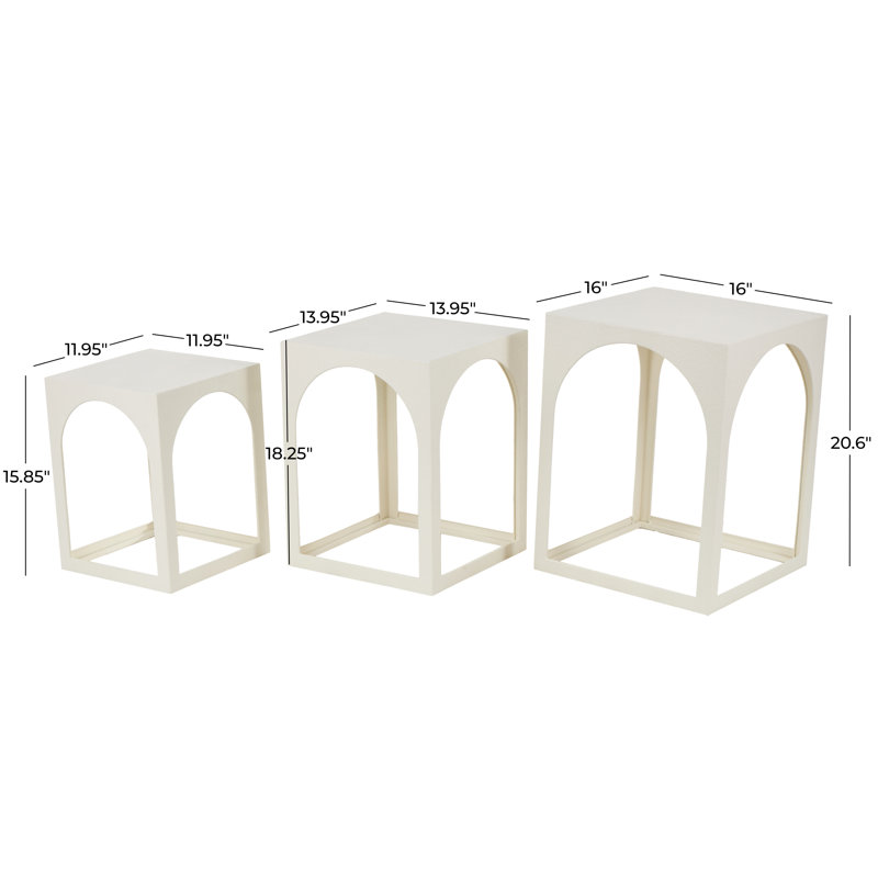 Cole And Grey Metal Nested Side End White Accent Table With Arched Cutouts Set