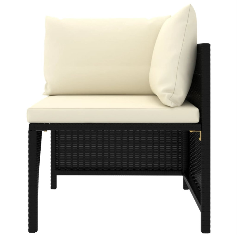 Canapé modulaire d'extérieur en osier de 23,6 po côté droit avec coussins Hitas, Beige, Noir