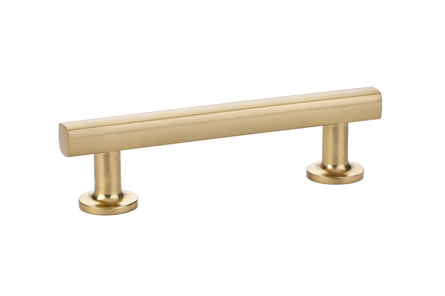 Freestone Trinity Bar Cabinet Pull, Satin Brass, 4"