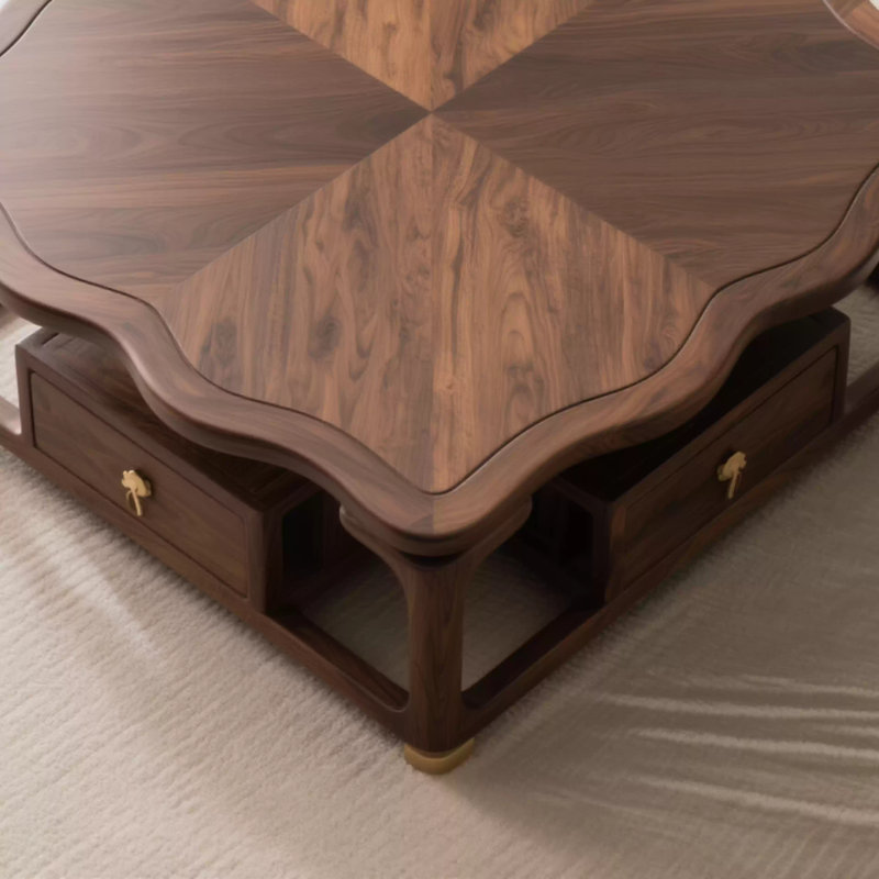 Table basse en bois de noyer noir, H 17,7 po x L 31,5 po x l 31,5 po