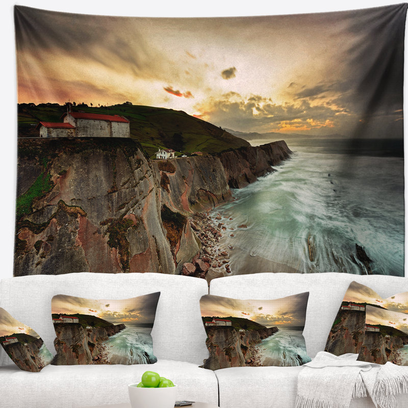 Tapisserie en polyester de mer mer avec accessoires suspendus en mer de mer en mer et accessoires inclus, H 68 po x l 80 po
