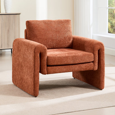 Chenille Upholstered Accent Armchair with Removable Backrest