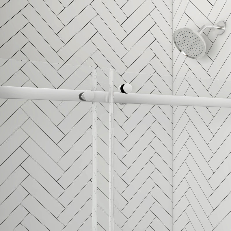 Ensemble de douche coulissante avec porte et base 48 po x 32 po Selby - Chrome, H 76,77 po x l 47,99 po x P 32,01 po