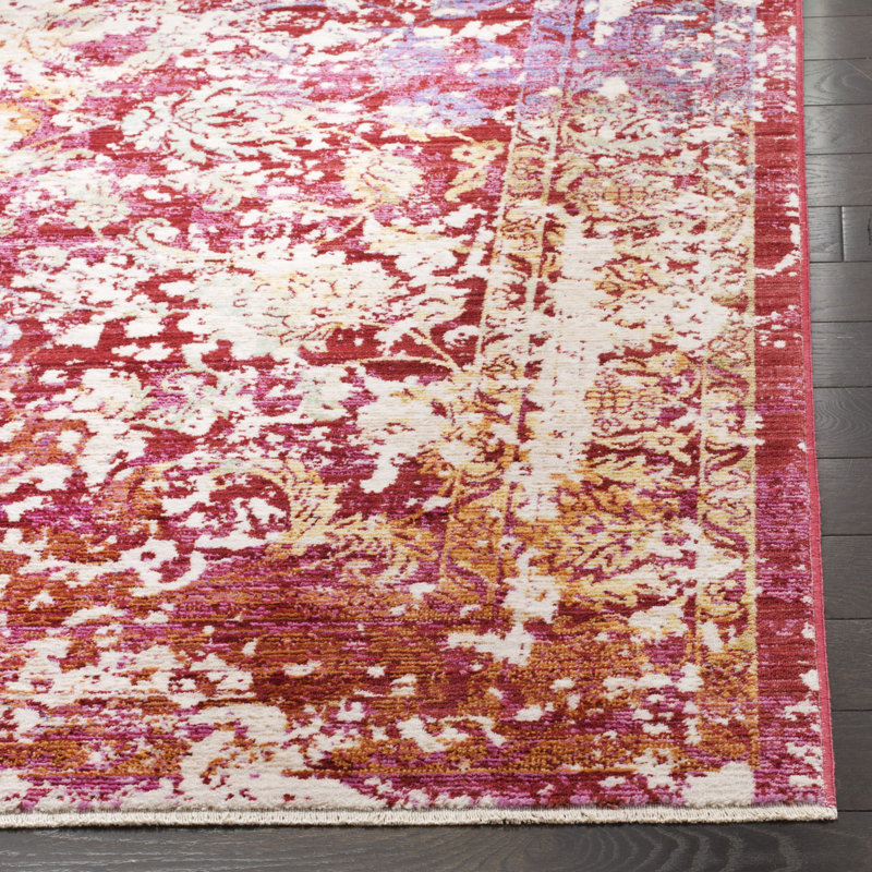 Mellie Red/Beige Area Rug, Rectangle 3' x 5'