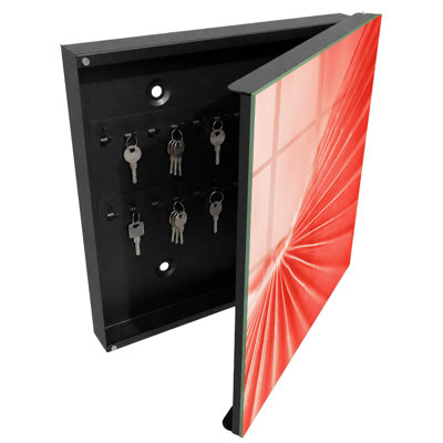 Wall mounted key box, Opens to the left, 30x30x5, White, A geometric pattern full of energy and color, 