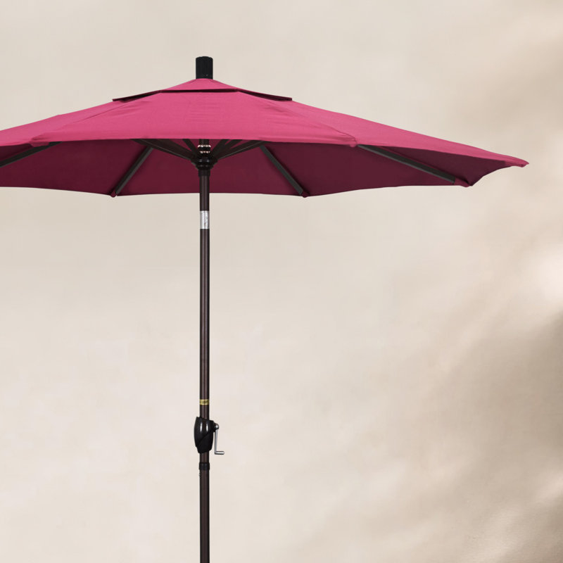 Parasol de marché 7,5', Sunbrella®, Noir, Toile Sunbrella® rose vif