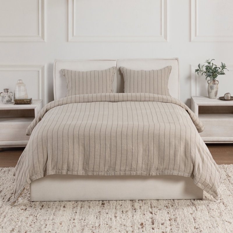 Monaco 3-piece Belgian Linen Duvet Set, Natural, King