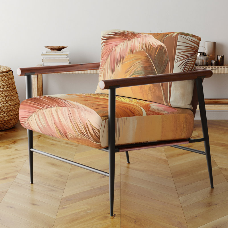 Chaise d'appoint Palm Trees - Fauteuil en terre cuite Palm Vibes IV, Brown Round Arms