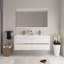 Meuble-lavabo mural avec double vasque, armoire de rangement flottante avec comptoir en résine de pierre et tiroirs à fermeture en douceur, brillant-585178539