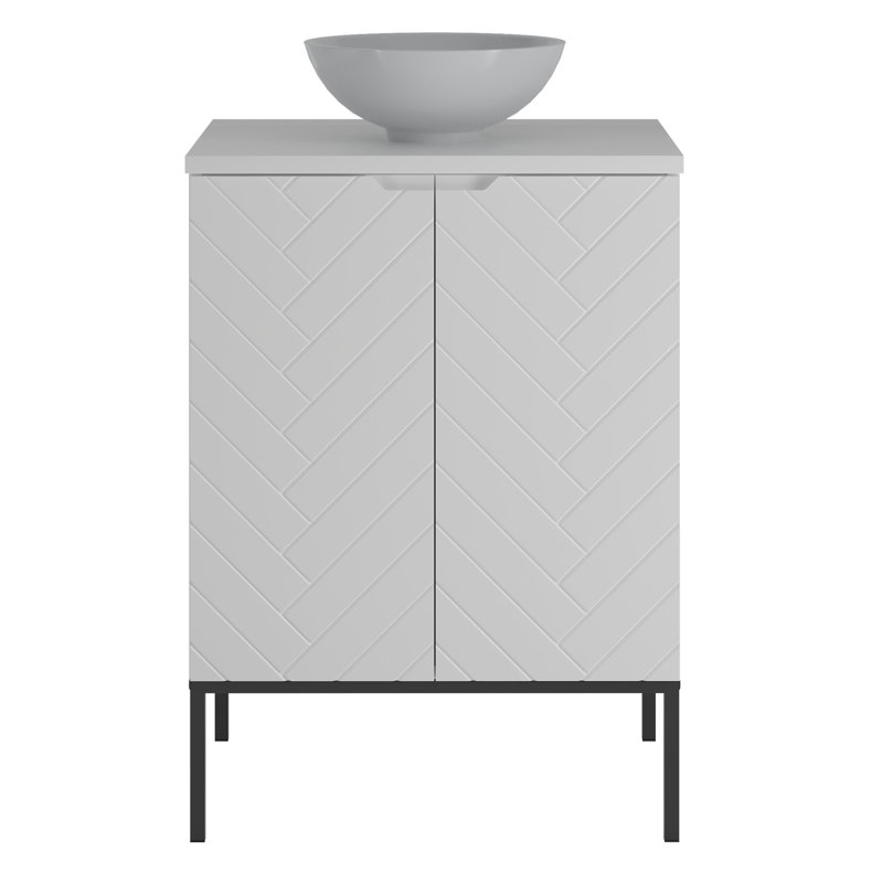 Ailyne 61mm Bathroom Vanity with Basin, White/Black