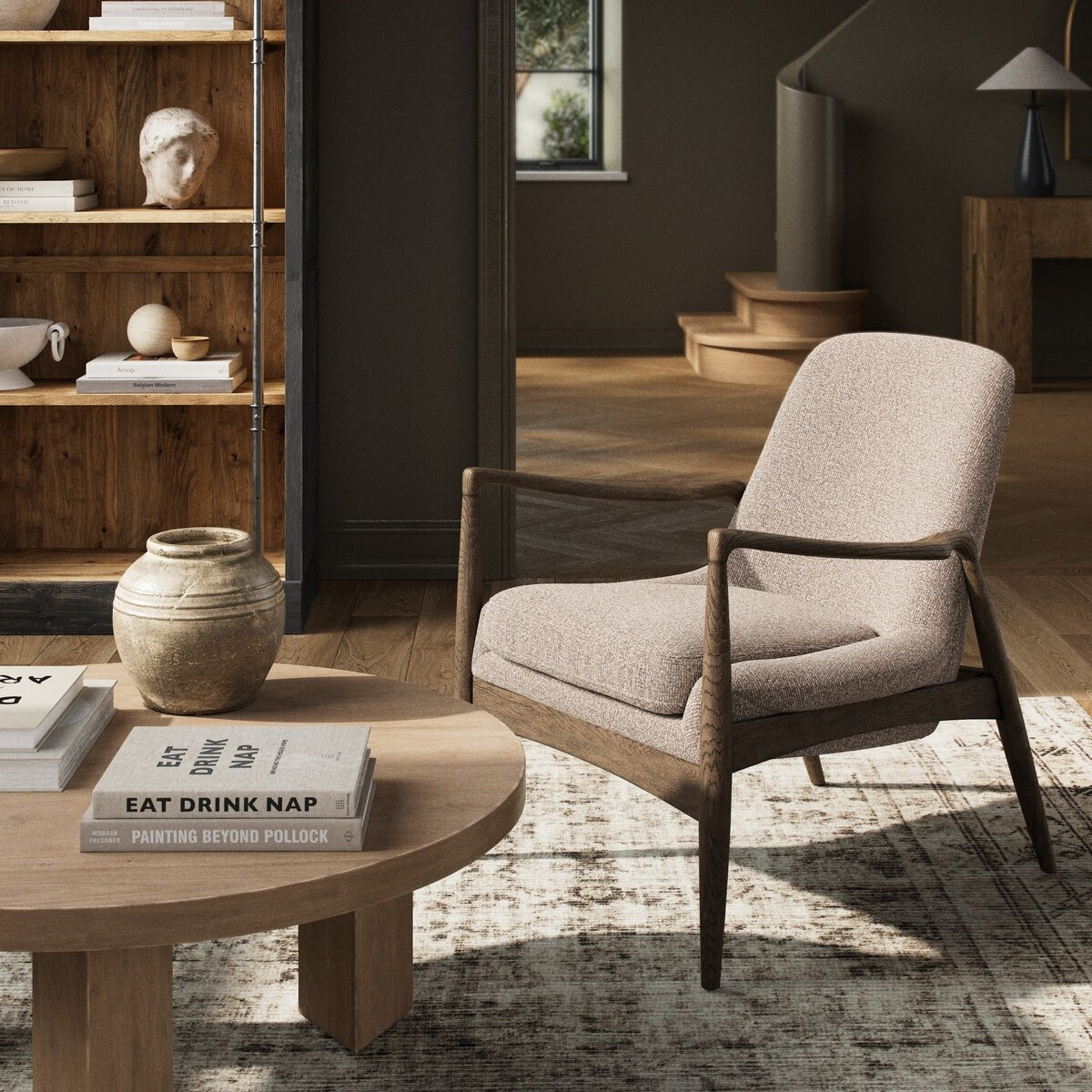 Batool Armchair, Linen Sand Performance Weave