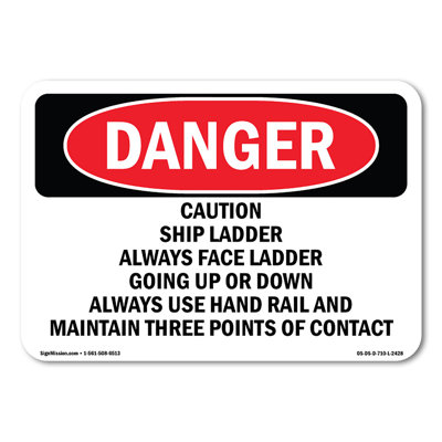 Échelle de mise en garde «Always Face Ladder Going» en plastique 10 po x 7 po