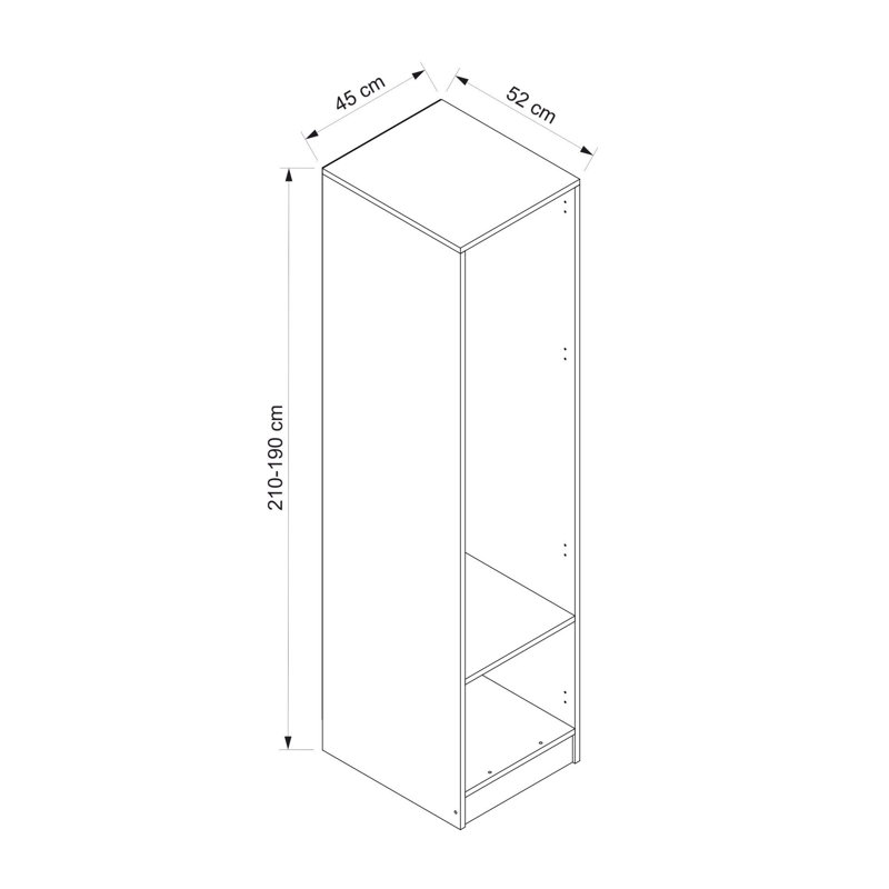 Elina Manufactured Wood Wardrobe, 190cm H x 45cm W x 52cm D